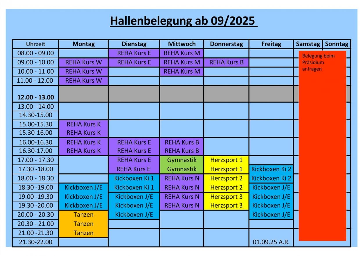 Hallenbelegung 9-2025